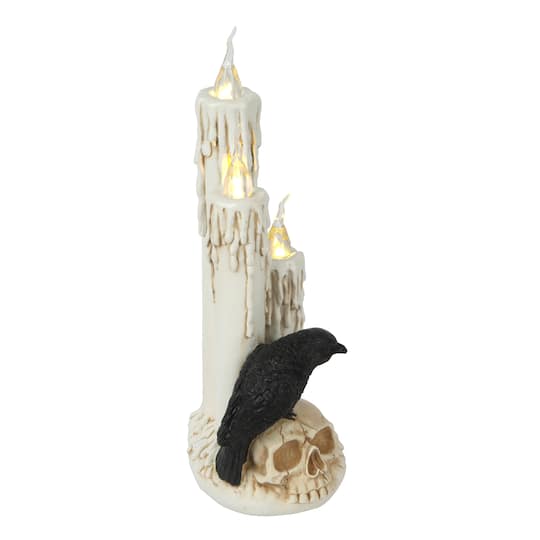 11" LED Lighted Skull & Raven Candle by Ashland®